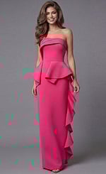 One Shoulder Fitted Evening Gown With Flared Hem