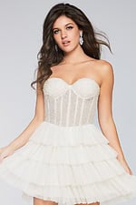 beaded strapless dress with teired skirt 39629