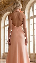 backless pink halter neckline dress 39670