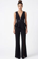 v neckline embellished peplum jumpsuit 39720
