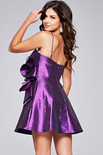 Model in Jovani 39749 purple mini dress from the back