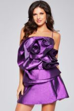 希少　PARADIS No.5 purple fashion Metallic Purple Rose Dress 39749 | Jovani
