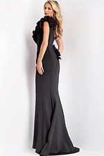 Side view of black mermaid gown with sculpted silhouette