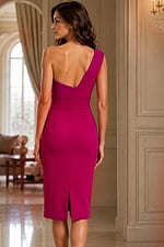 Elegant Fuchsia Midi Dress With Sleek Pencil Silhouette