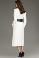 Long-Sleeve Belted Midi Dress with Front Slit 39803 | Jovani
