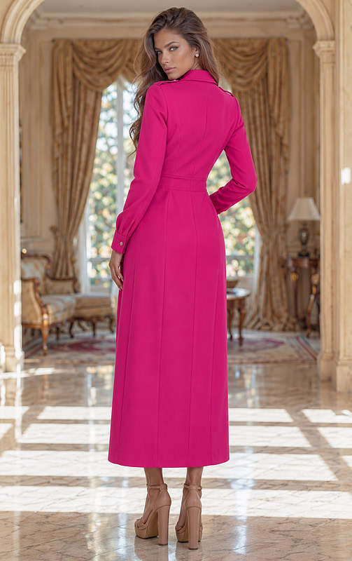 【いろは】Trois Dress Coat Maxi Coat Dress with Chest Pockets 39804 | Jovani