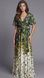 multi color v neckline evening dress 39813