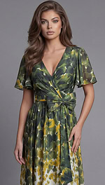 short sleeve print v neckline dress 39813