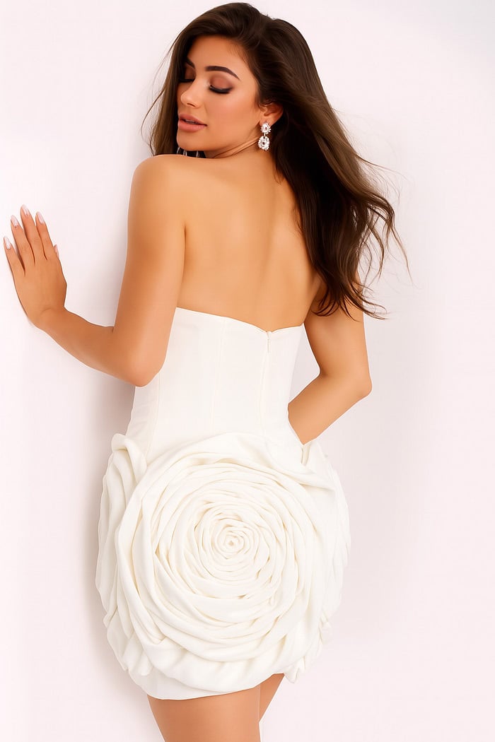 Ivory strapless short dress 39848
