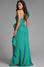 One-Shoulder Embellished Gown with Ruffled Accents 39851 - Image 2