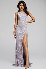 lilac high slit one shoulder dress 39895