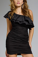 ruffled neck ruched bodice dress 39910