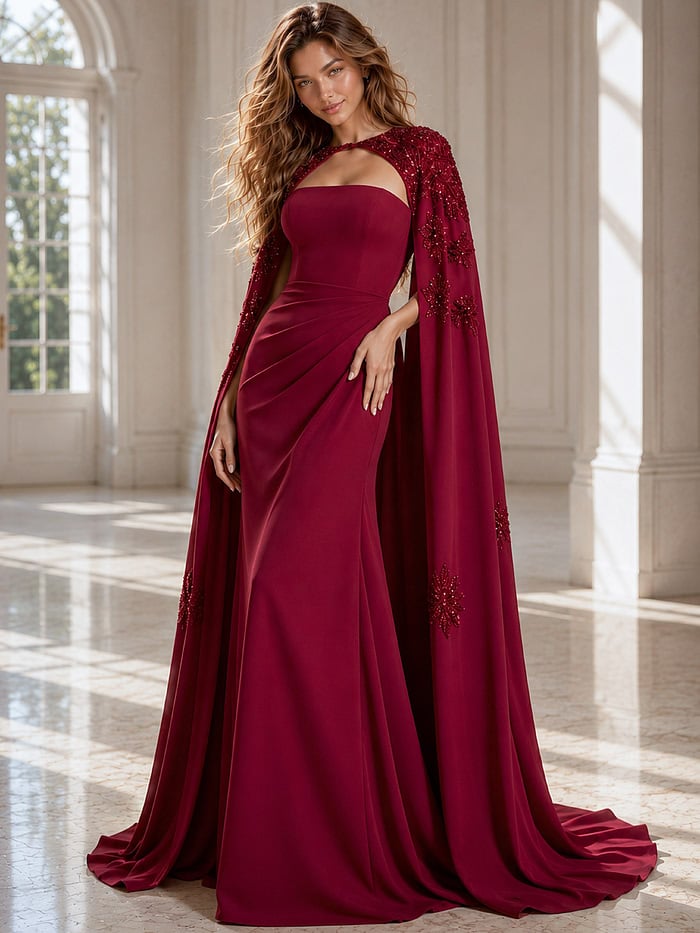 ed formal dress with a sleek column design, sweetheart neckline