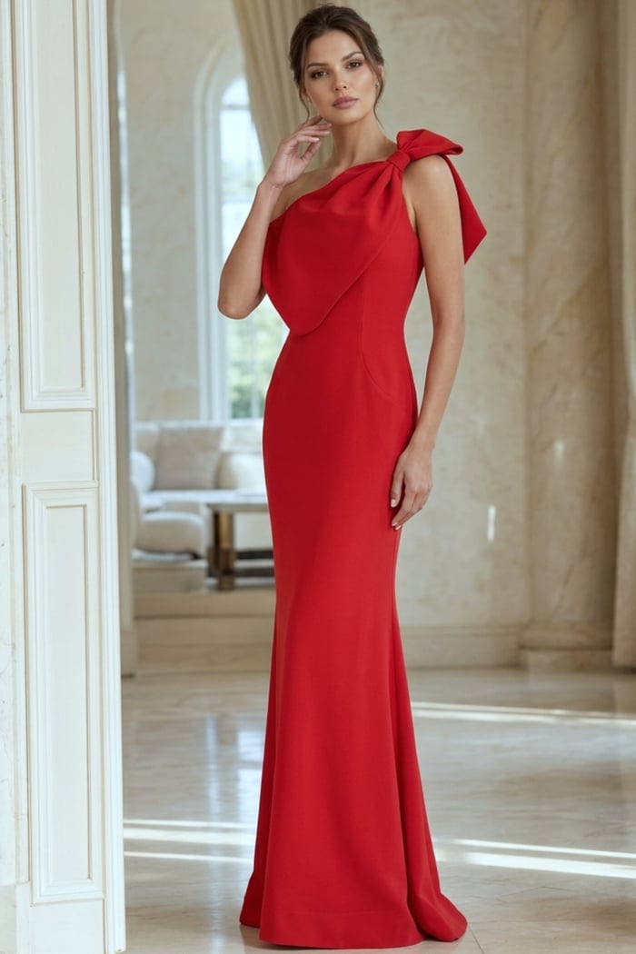 red fitted one shoulder dress 39971