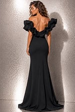 back of ruffled off the shoulder fitted dress 39984