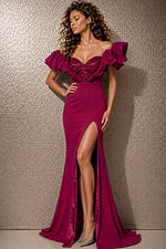 Modern Off the Shoulder Ruffled Gown 39984 - Image 5