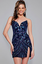 Model wearing Embellished Sweetheart Neckline Mini Dress 40003