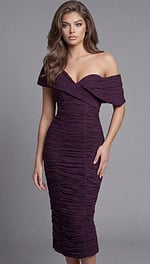 off shoulder pletaed dress 40040