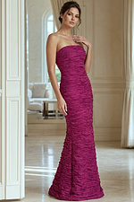 fuchsia ruched bodice evening dress 40045
