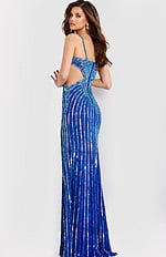back of high slit embellished royal dress 40060