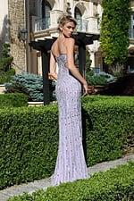 cutout sequin dress with sleek side slit