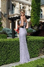 cutout sequin dress with sleek side slit