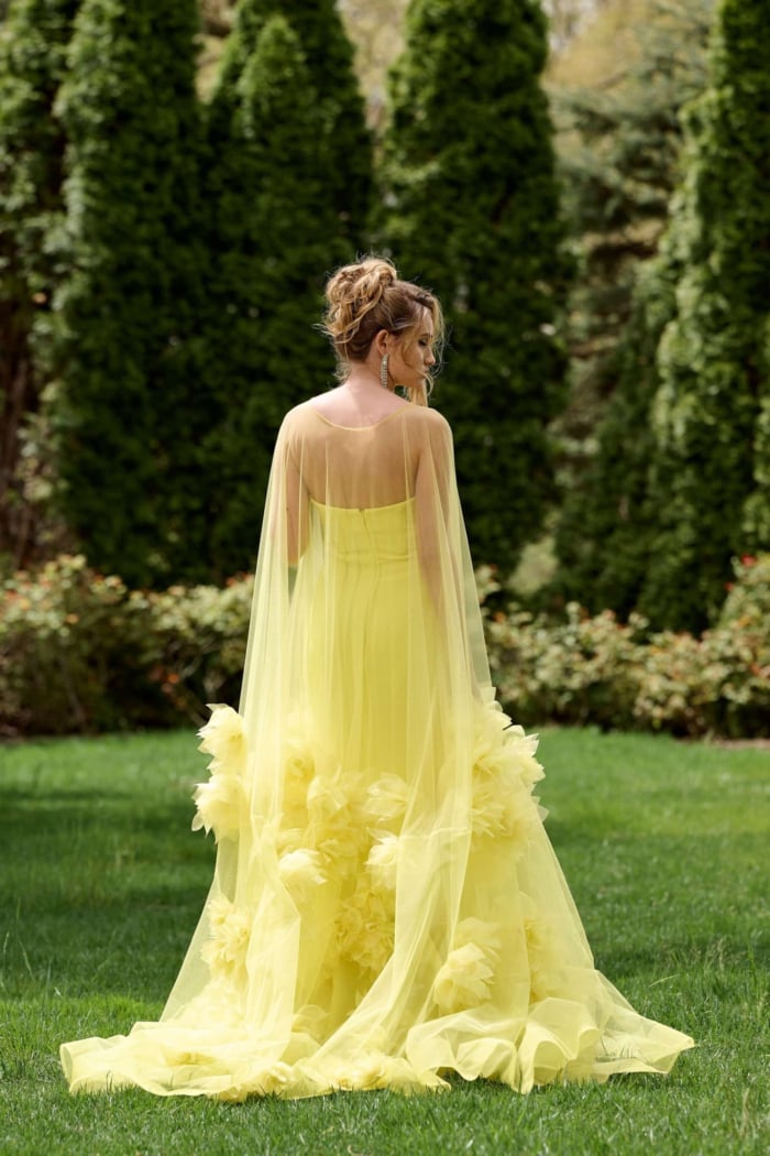 Sheer Floral Tulle Gown With Strapless Bodice 40092