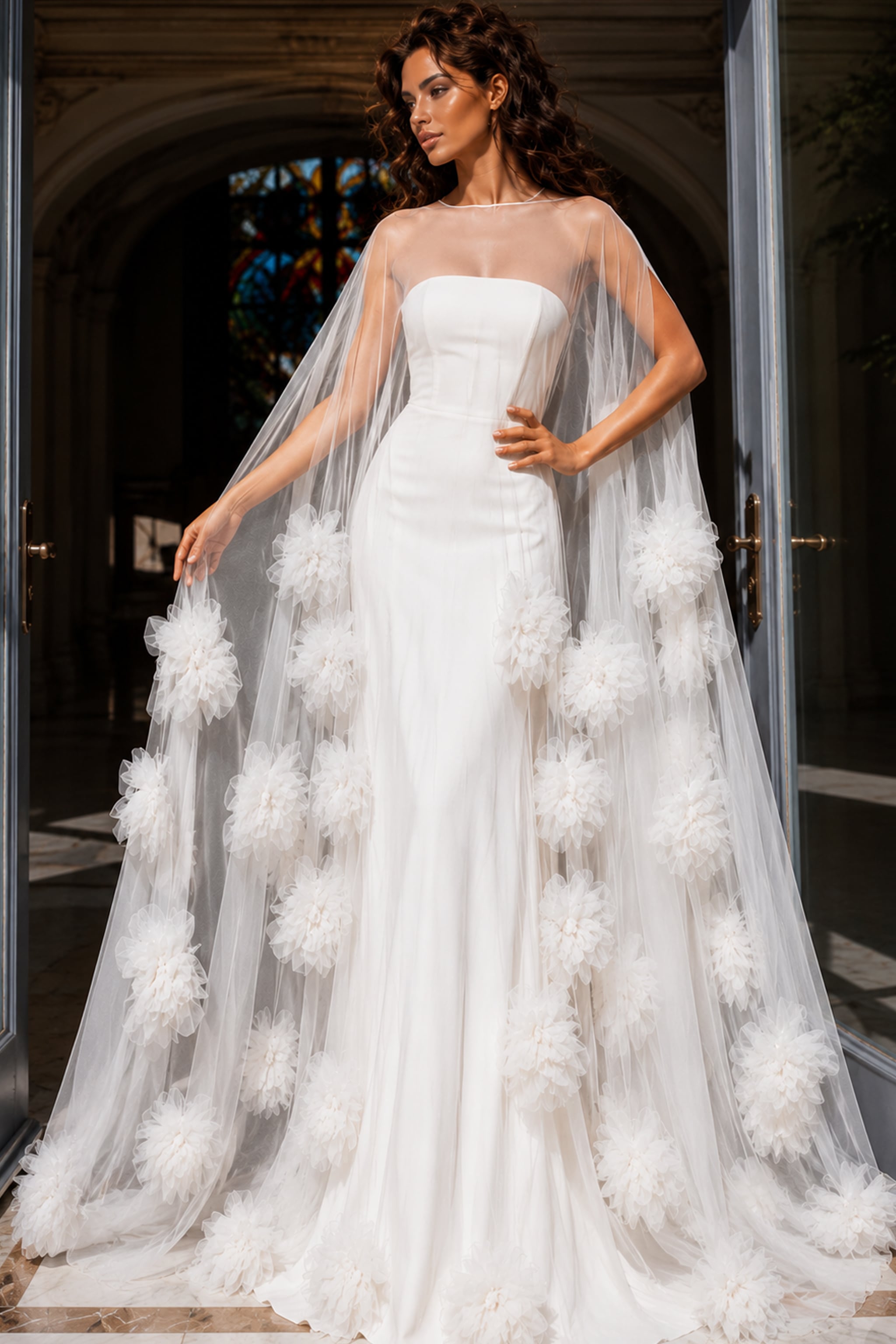 white strapless beaded prom dress Rhinestone Tassel Neck Strapless Luxury High Slit Formal Prom Dress