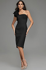 black midi dress with rosette details on the shoulder 40096 