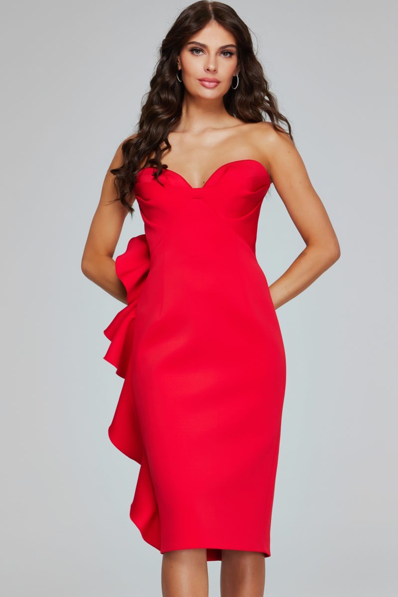 Red Fitted Contemporary Dress 40097 Jovani
