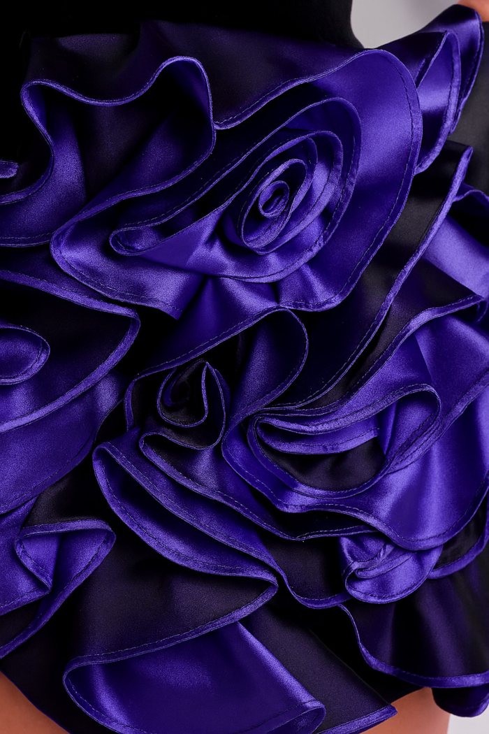 purple ruffled fabric for short style 40141
