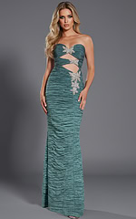ruched bodice embellished strapless dress 40174