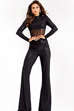 Sparkling Black Jumpsuit With Long Sleeves