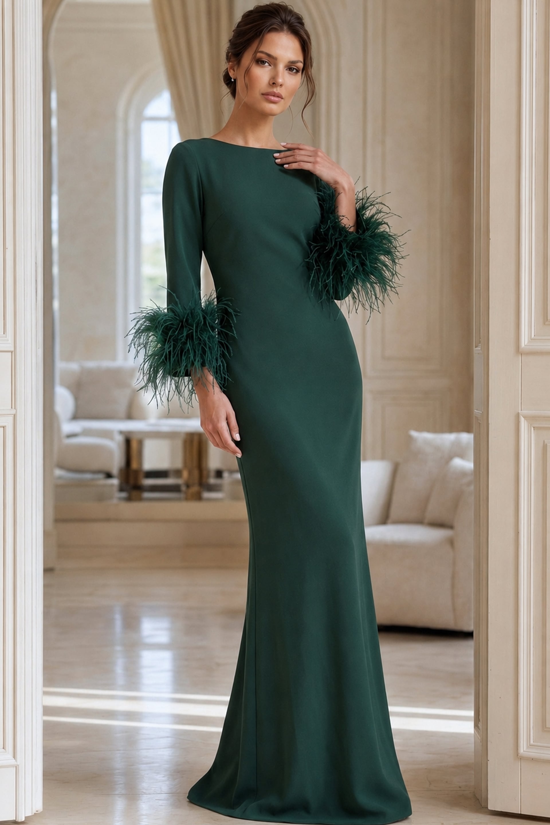 green long sleeve formal dress A-Line Sweetheart Neck Velvet Green Long Prom Dress, Green Long Formal Dress US 6 / Green main image 1