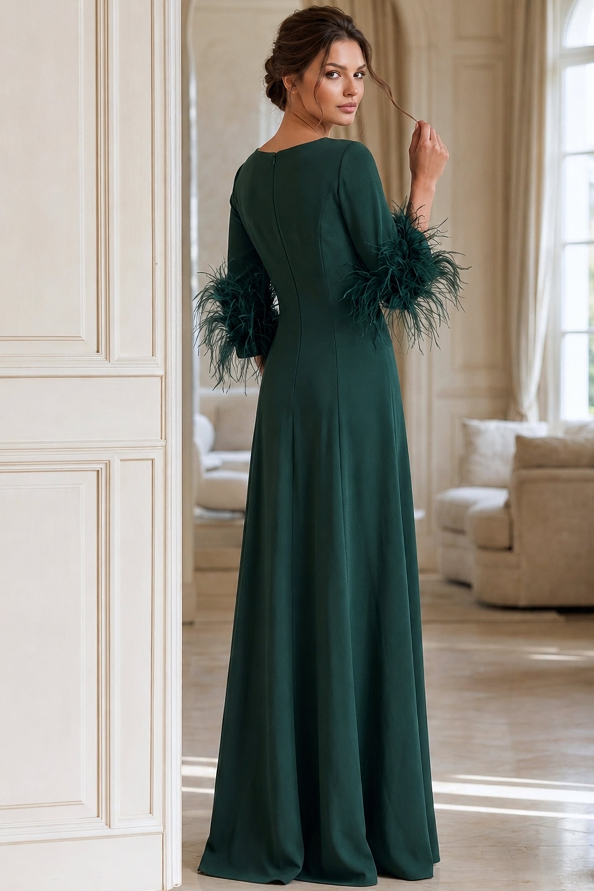 femme luxe birthday dresses Long-Sleeve Strappy Beaded Long Formal Gown main image 0