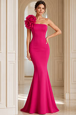 Elegant Satin Mermaid Gown With Statement Shoulder Roses