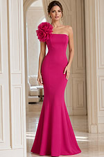 Strapless Fitted Formal Dress With Oversized Floral Accent