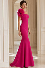 Designer Mermaid Evening Dress With Sculpted Floral Shoulder