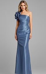 blue one shoulder dress 40206