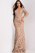 Elegant embroidered lace evening gown for formal events
