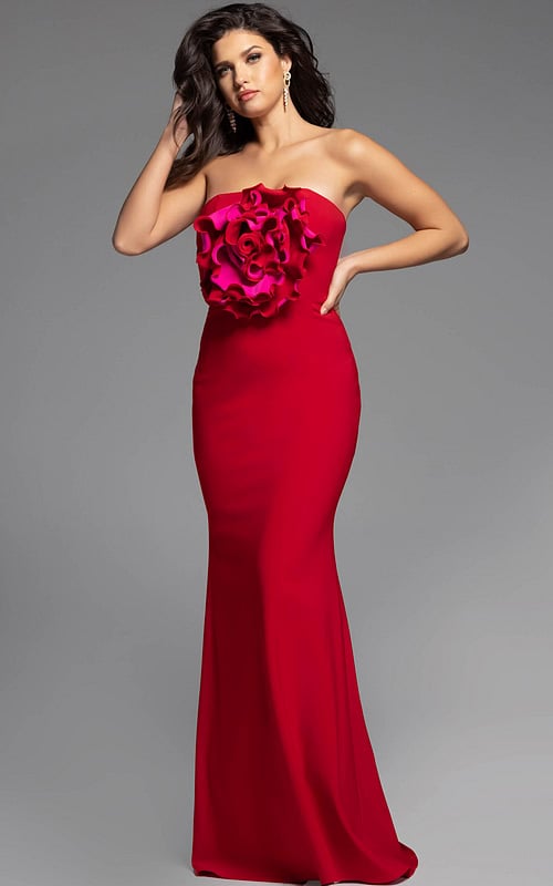 jersey red fitted dress 40214
