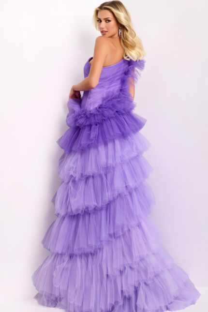 layered skirt one shoulder dress 40220