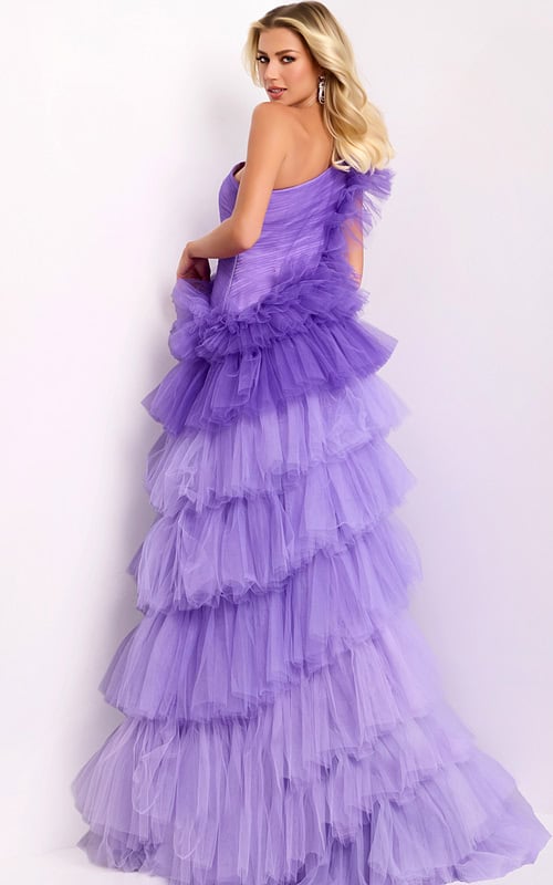 layered skirt one shoulder dress 40220
