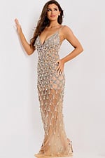 v neckline beaded dress 40280