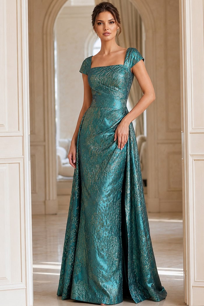Cap Sleeve Formal Dress With Structured Column Silhouette