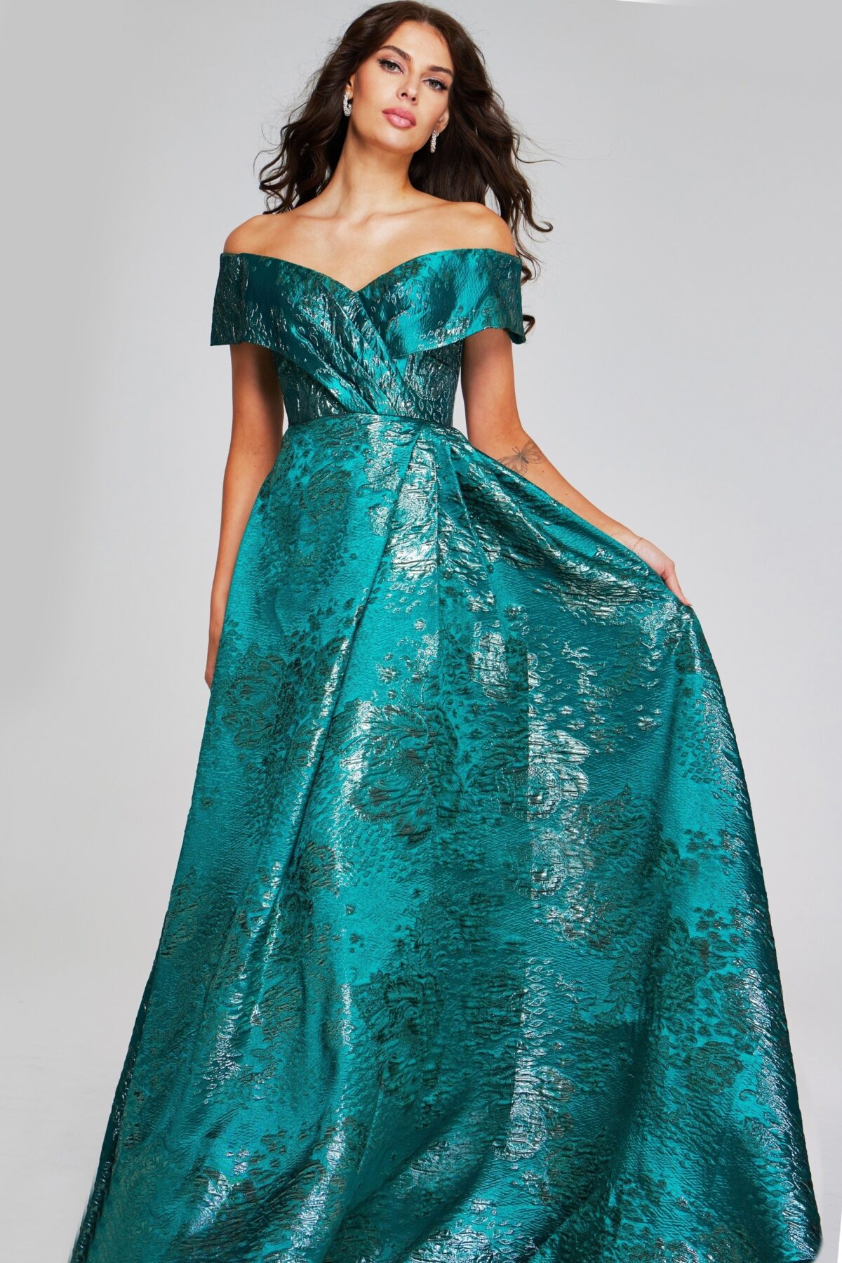 40296-green-off-shoulder-gown-with-textured-fabric-jovani
