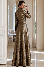 Designer Metallic Formal Gown With Full Flowing Skirt