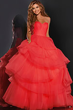 strapless red ball gown 40394