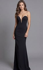 Strapless Column Gown With Deep Plunge Neckline