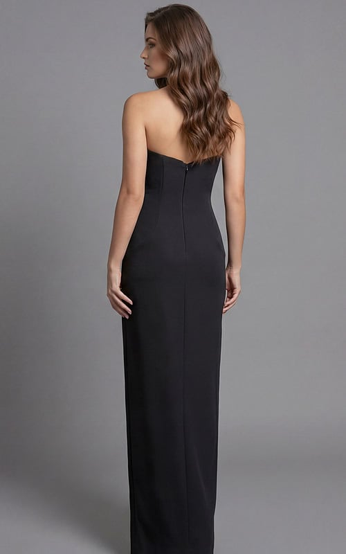 Back View Strapless Column Gown With Seam Detail